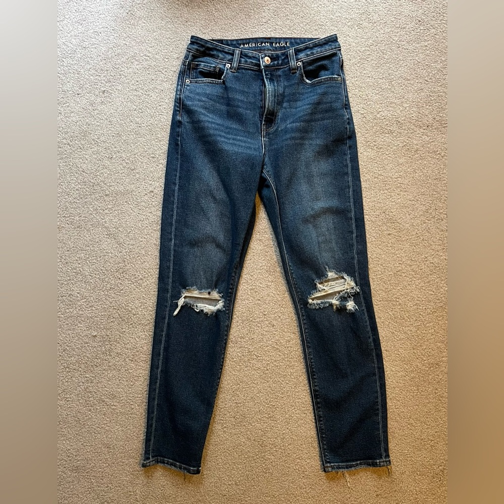 American Eagle jeans, stretch denim with distress cuffs. Excellent condition